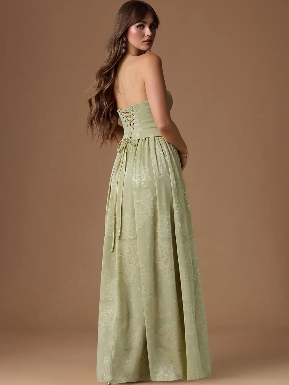 NWT Azazie Isaura Celadon Maxi Dress in Green Size 6 - Picture 6 of 15
